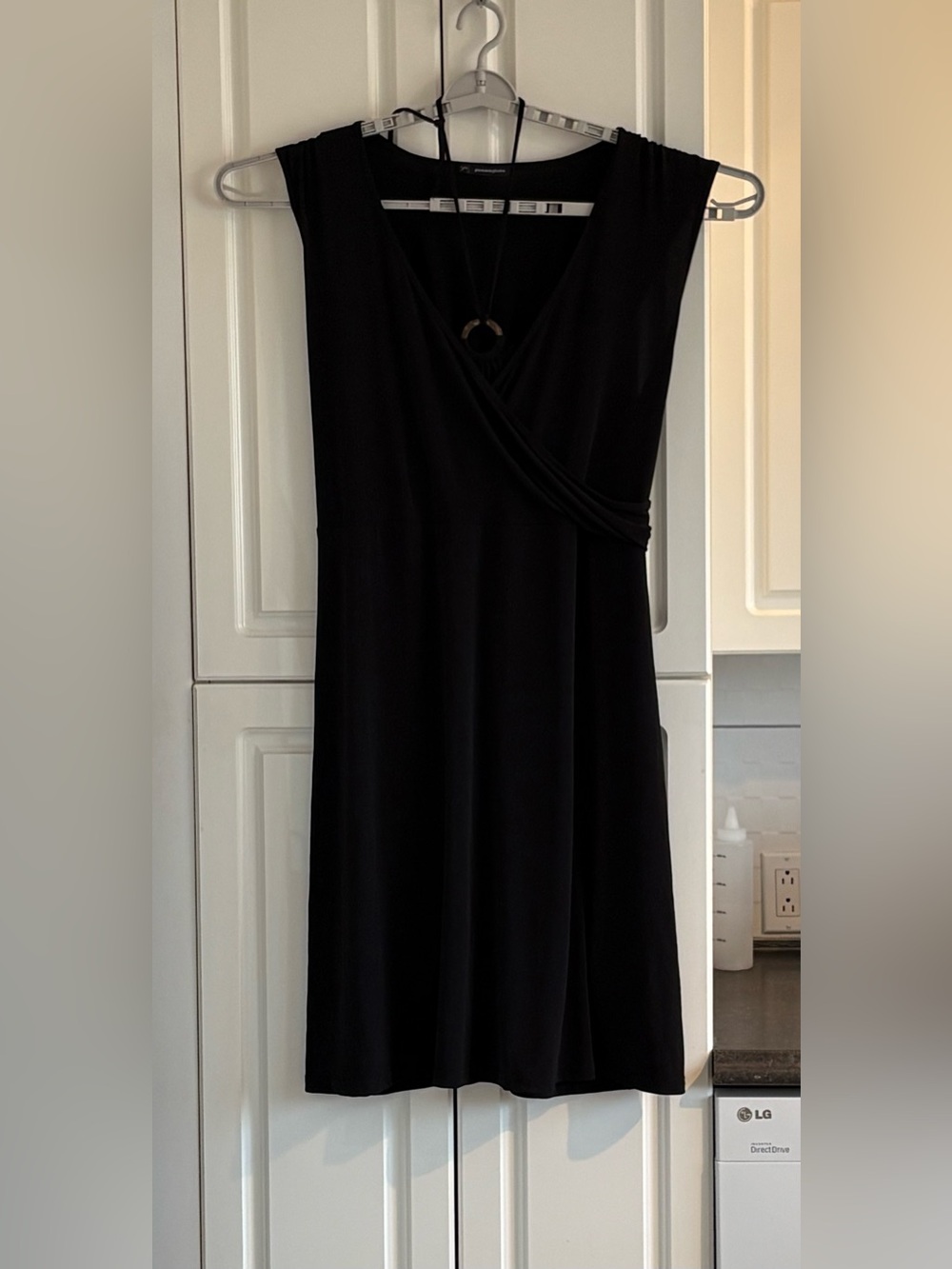Penningtons Black Sleeveless Faux-Wrap Midi Dress